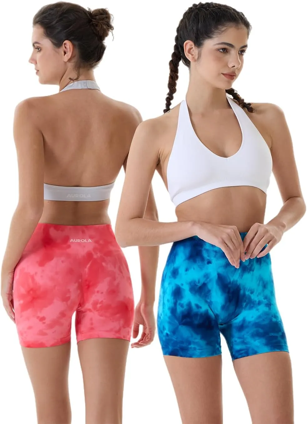AUROLA Dream Tie Dye Workout Shorts for Women Seamless Scrunch Soft Active Shorts
