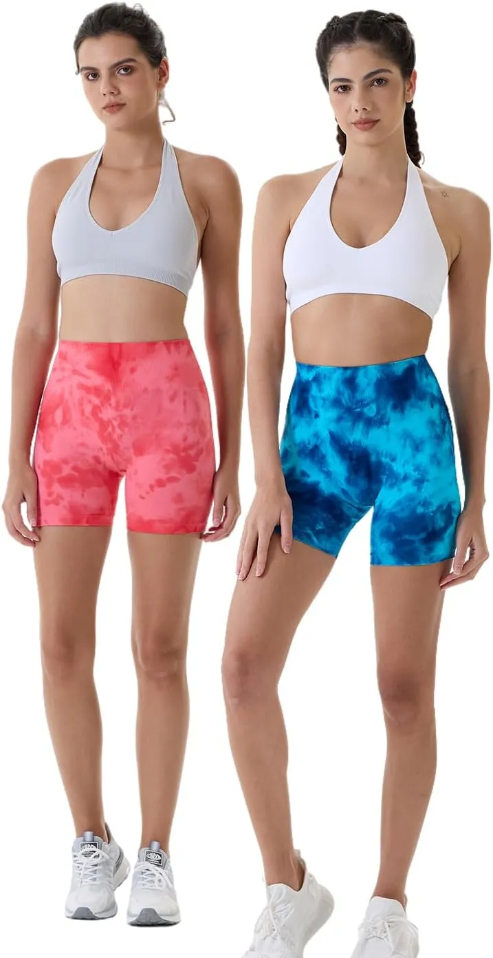 AUROLA Dream Tie Dye Workout Shorts for Women Seamless Scrunch Soft Active Shorts