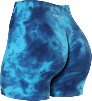AUROLA Dream Tie Dye Workout Shorts for Women Seamless Scrunch Soft Active Shorts
