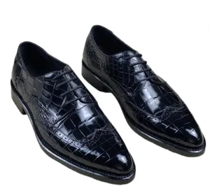 Authentic Crocodile Belly Skin Hand Stitched Businessmen Dress Shoes Genuine Alligator Leather Male Pointed Toe Brock Oxfords
