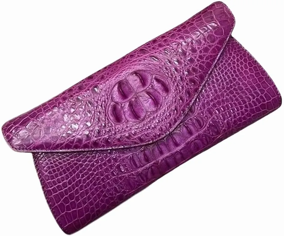 Authentic Crocodile Skin Women's Envelop Clutch Genuine Alligator Leather Lady Chain Purse Bag Female Cross Shoulder Bag