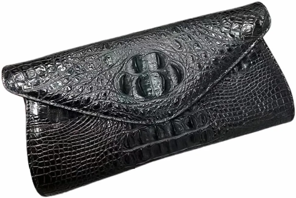 Authentic Crocodile Skin Women's Envelop Clutch Genuine Alligator Leather Lady Chain Purse Bag Female Cross Shoulder Bag