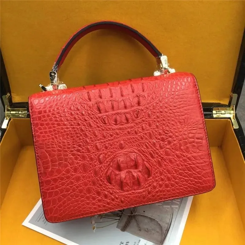 Authentic Real True Crocodile Skin Lady Purse Genuine Alligator Leather Women Single Cross Shoulder Bag Female Small Handbag