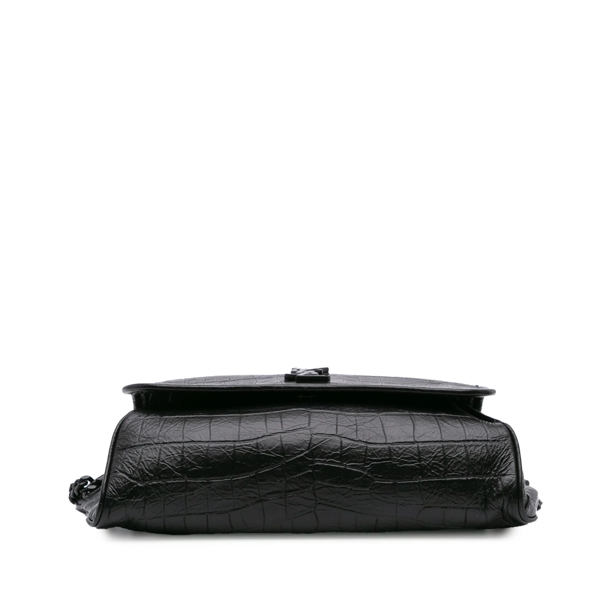 Baby Crocodile Embossed Leather Monogram Niki Shoulder Bag
