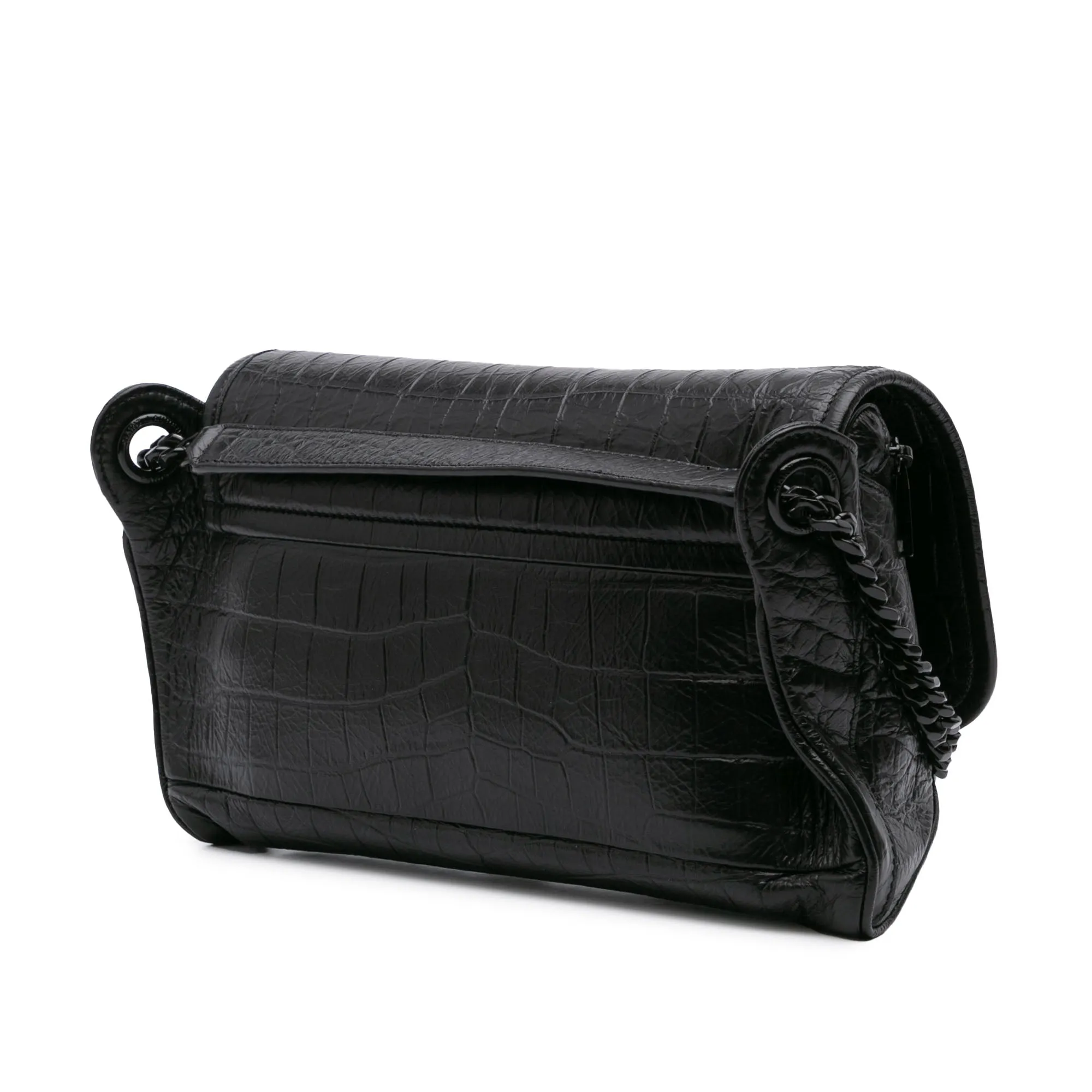 Baby Crocodile Embossed Leather Monogram Niki Shoulder Bag