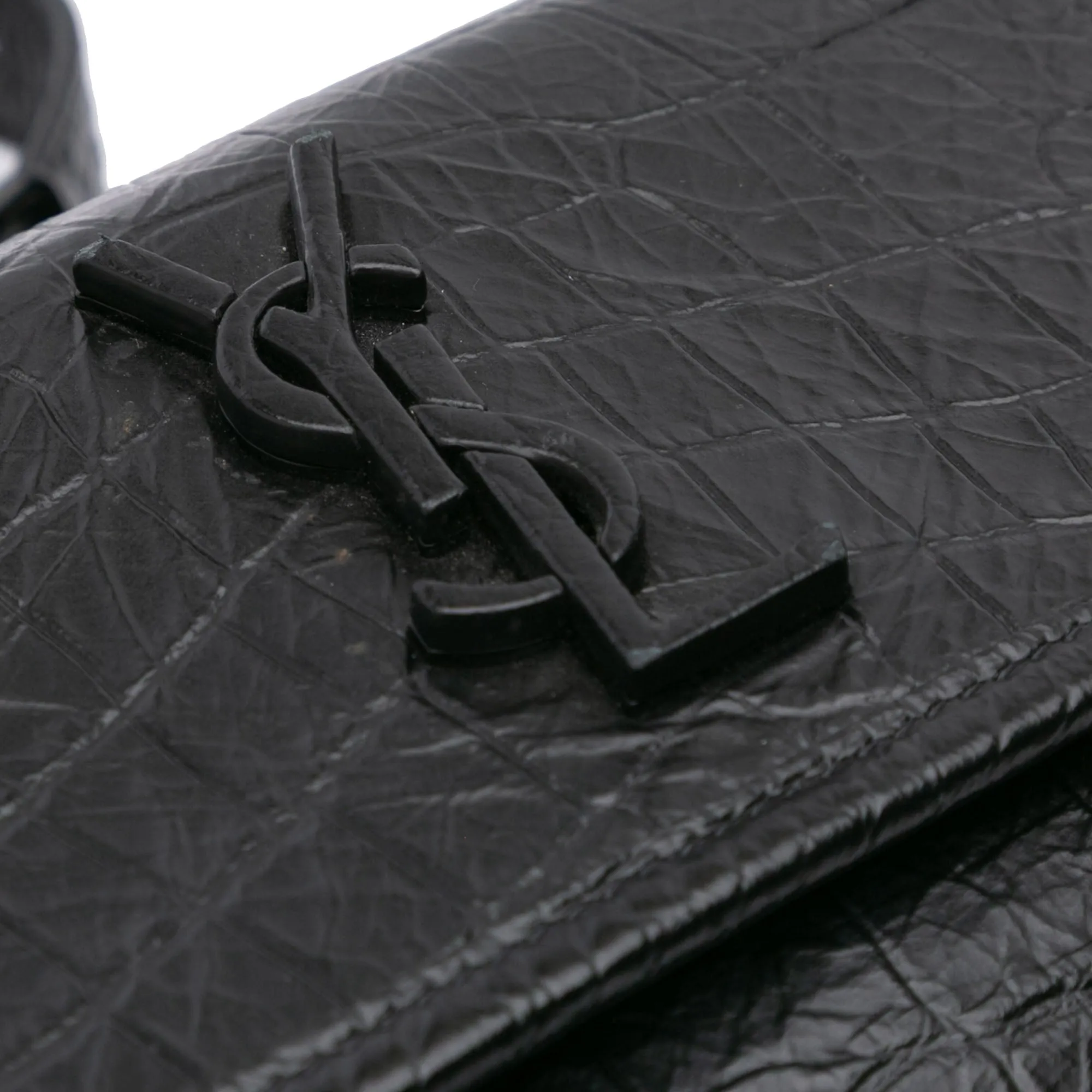Baby Crocodile Embossed Leather Monogram Niki Shoulder Bag