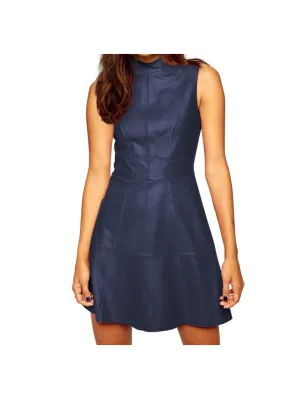 Back-Zip Sleek Leather Dress