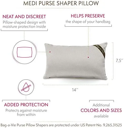 Bag-a-Vie Handbag Purse Shaper Pillow – Medi 14”x7.5” - Fits Maxi Flap Bags - HERRINGBONE
