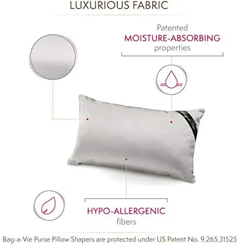 Bag-a-Vie Handbag Purse Shaper Pillow – Medi 14”x7.5” - Fits Maxi Flap Bags - HERRINGBONE