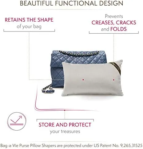 Bag-a-Vie Handbag Purse Shaper Pillow – Medi 14”x7.5” - Fits Maxi Flap Bags - HERRINGBONE