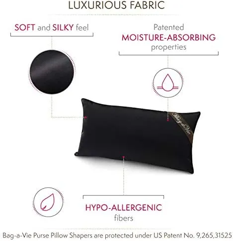 Bag-a-Vie Handbag Shaper Pillow Luxury Handbag & Purse Shaper - [Petite] 12' x 5.5' - Fits Jumbo Flap Bags - Black