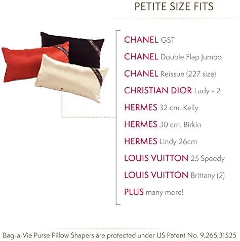 Bag-a-Vie Handbag Shaper Pillow Luxury Handbag & Purse Shaper - [Petite] 12' x 5.5' - Fits Jumbo Flap Bags - Black