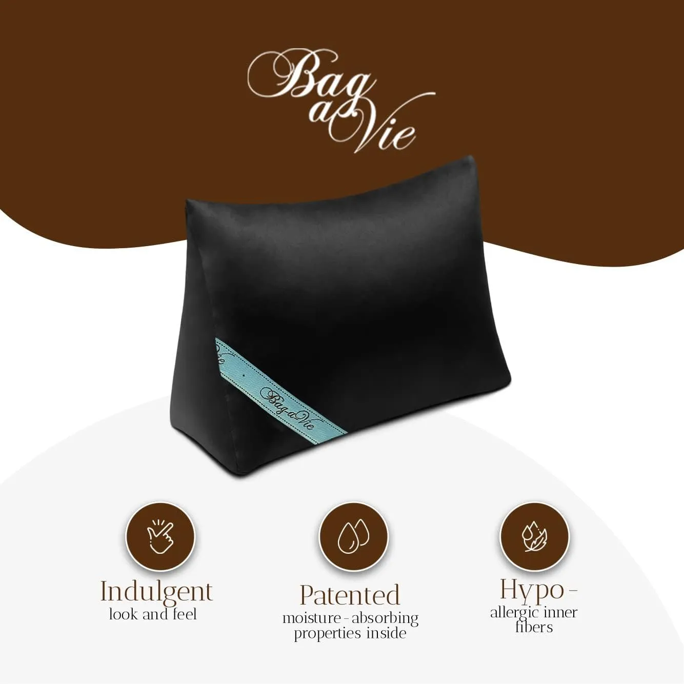 Bag-a-Vie Purse Shaper Pillow Insert - Black - Luxury Handbag Shaper Insert for Women's Purses - Handbag Custom Pillow Purse Accessories for Kelly 35