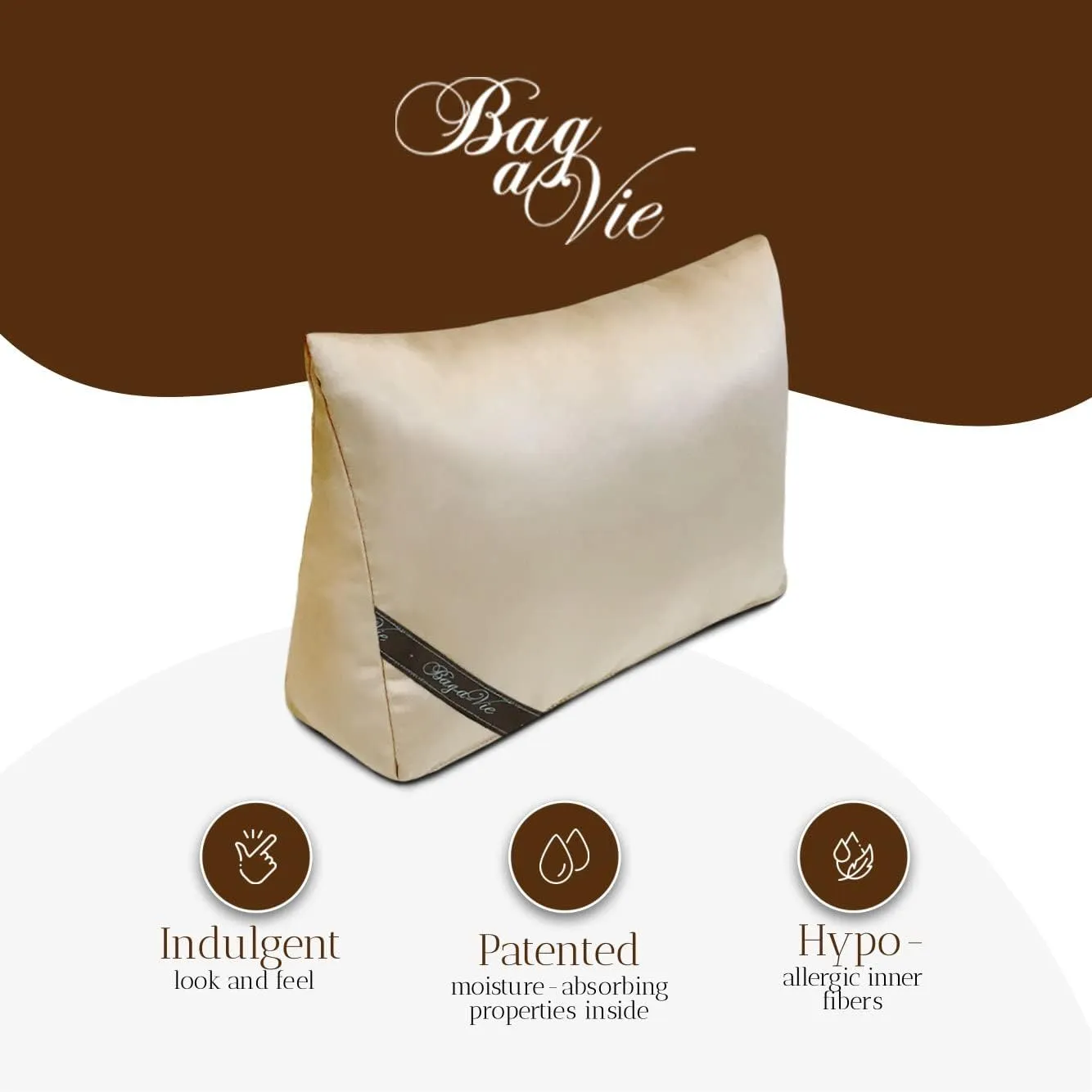 Bag-a-Vie Purse Shaper Pillow Insert - Champagne - Luxury Handbag Shaper Insert for Women's Purses - Handbag Custom Pillow Purse Accessories for Kelly 32