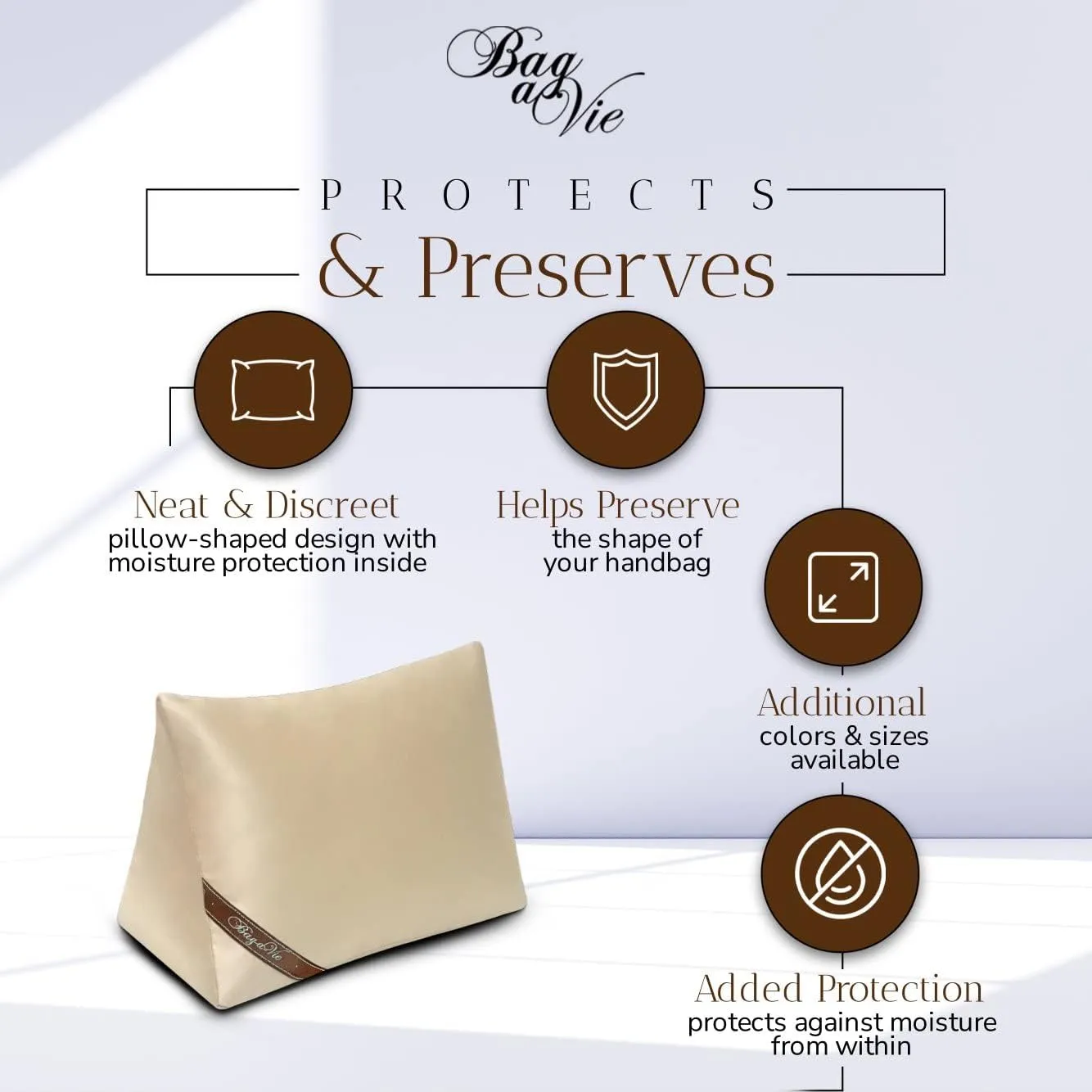 Bag-a-Vie Purse Shaper Pillow Insert - Luxury Handbag Shaper Insert for Women's Purses - Handbag Custom Pillow Purse Accessories for Birkin 30