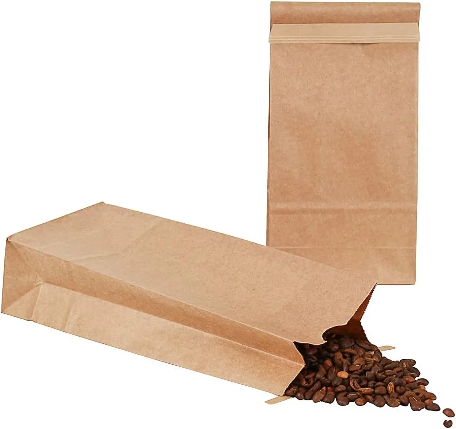 Bag Tek 1 LB Bakery Bags, 100 Disposable Treat Bags - Built-In Tin Tie, For Coffee Beans, Donuts, And Granola, Brown Kraft Popcorn Favor Bags, - Restaurantware