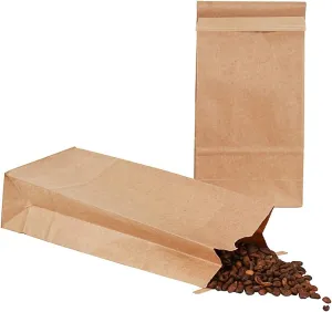 Bag Tek 1 LB Bakery Bags, 100 Disposable Treat Bags - Built-In Tin Tie, For Coffee Beans, Donuts, And Granola, Brown Kraft Popcorn Favor Bags, - Restaurantware