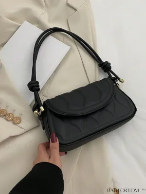 BagForLove - Black PU Flap Bag: Sleek & Compact Baguette with Minimalist Appeal