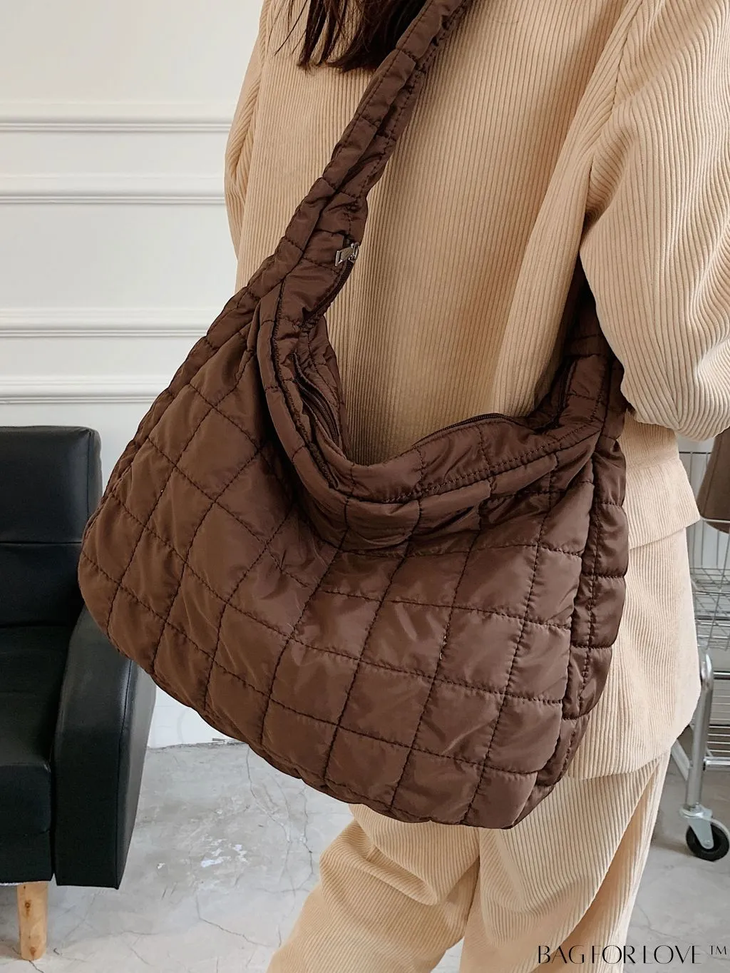 BagForLove - Chic Quilted Hobo Bag with Elegant Detailing