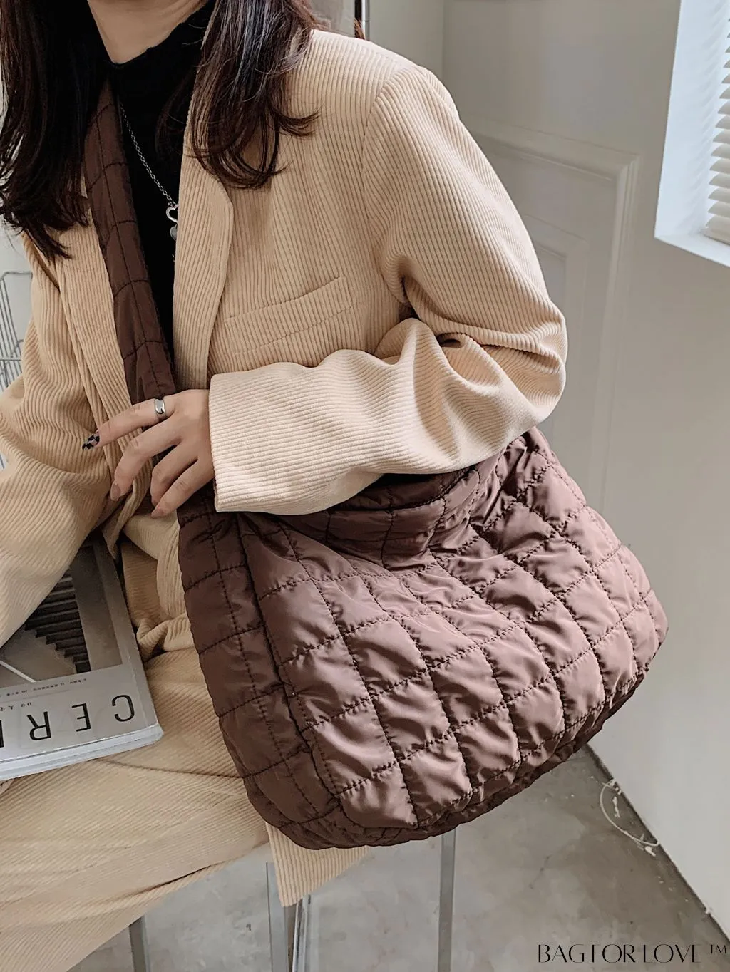 BagForLove - Chic Quilted Hobo Bag with Elegant Detailing