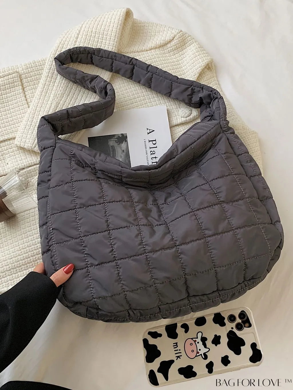 BagForLove - Chic Quilted Hobo Bag with Elegant Detailing