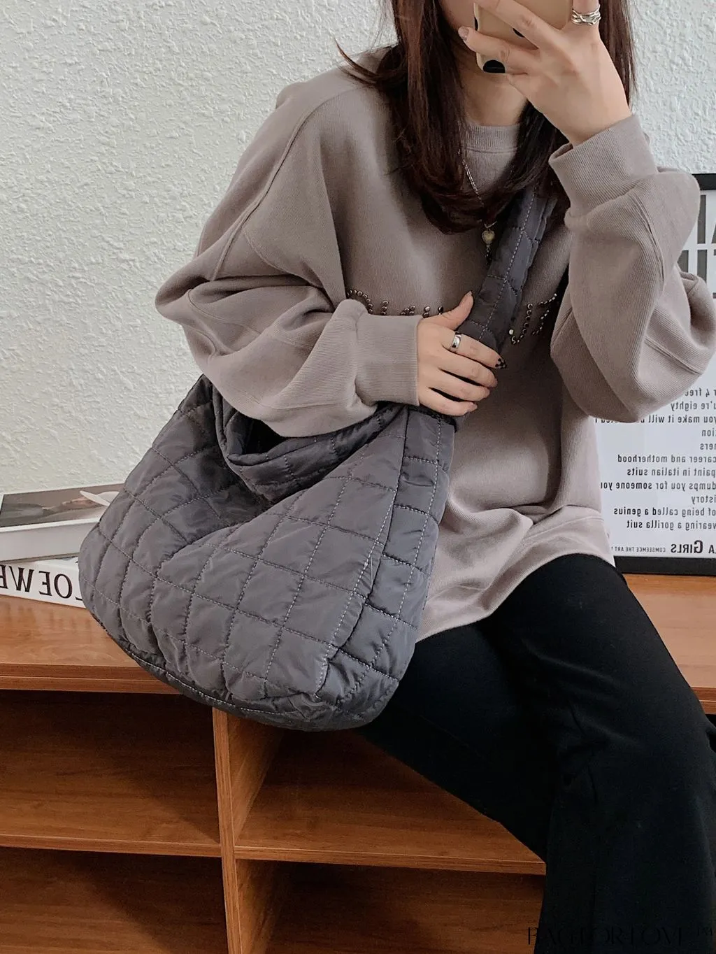 BagForLove - Chic Quilted Hobo Bag with Elegant Detailing