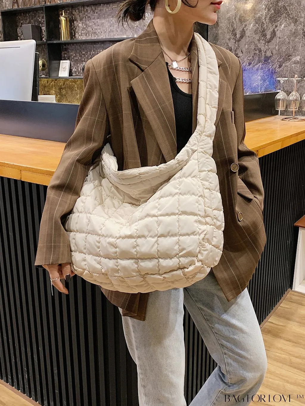 BagForLove - Chic Quilted Hobo Bag with Elegant Detailing