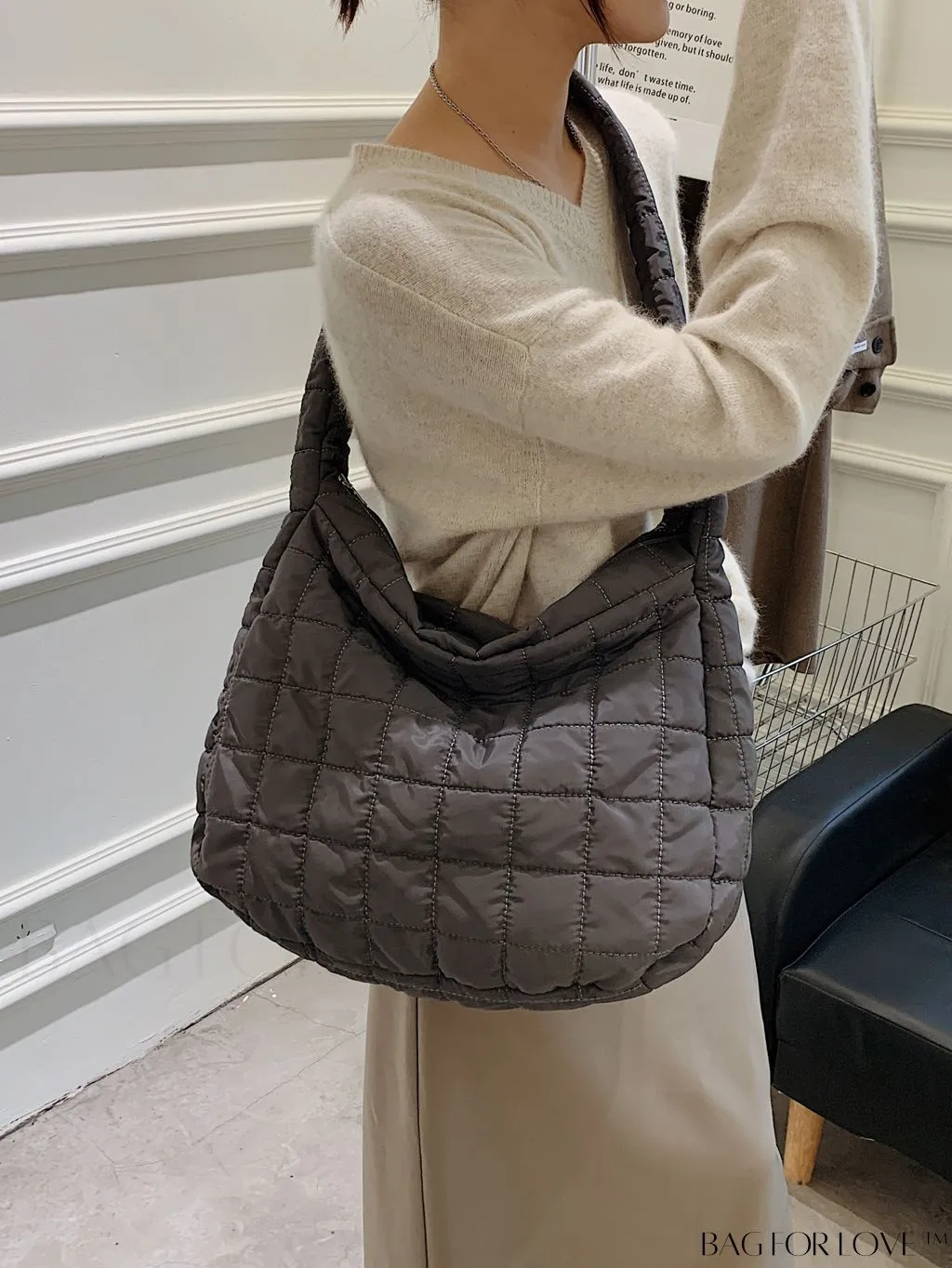 BagForLove - Chic Quilted Hobo Bag with Elegant Detailing