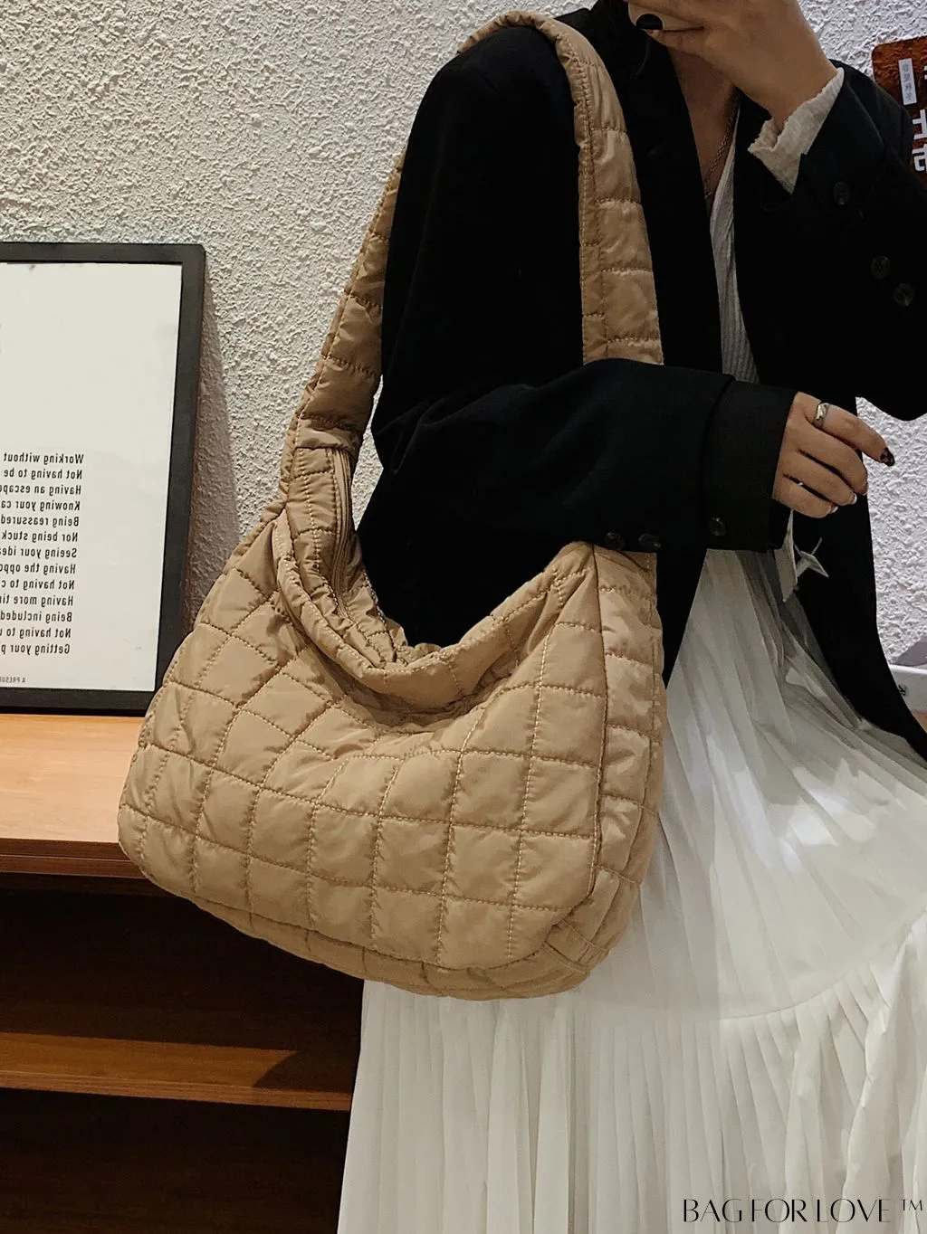 BagForLove - Chic Quilted Hobo Bag with Elegant Detailing