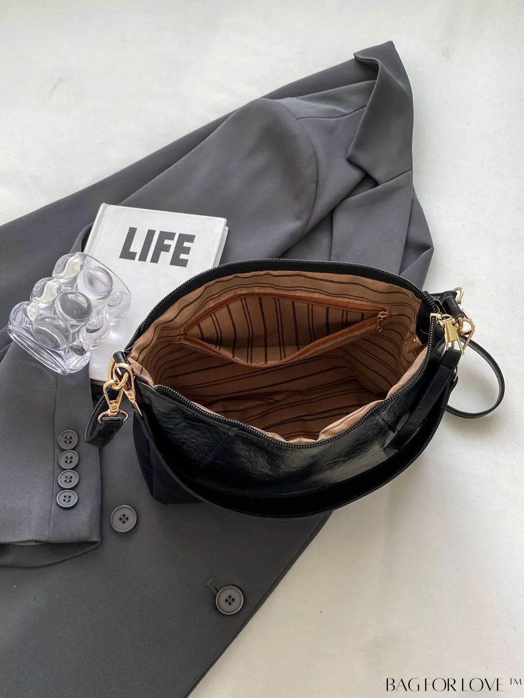 BagForLove - Classic PU Shoulder Bag - Sleek, Solid Color Underarm Purse
