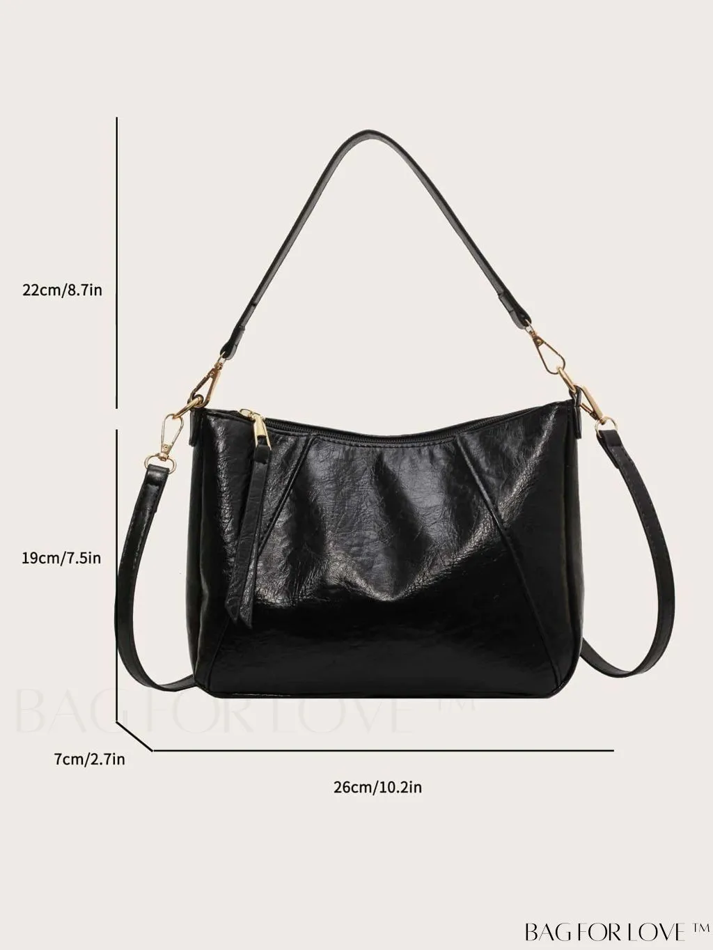 BagForLove - Classic PU Shoulder Bag - Sleek, Solid Color Underarm Purse