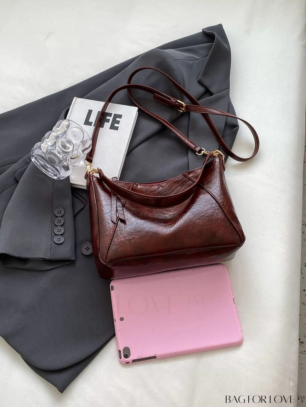 BagForLove - Classic PU Shoulder Bag - Sleek, Solid Color Underarm Purse