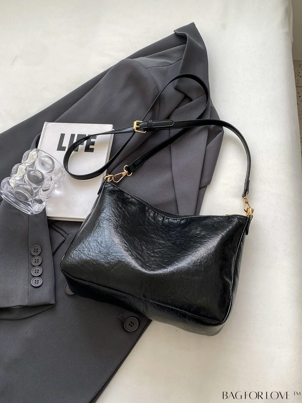 BagForLove - Classic PU Shoulder Bag - Sleek, Solid Color Underarm Purse