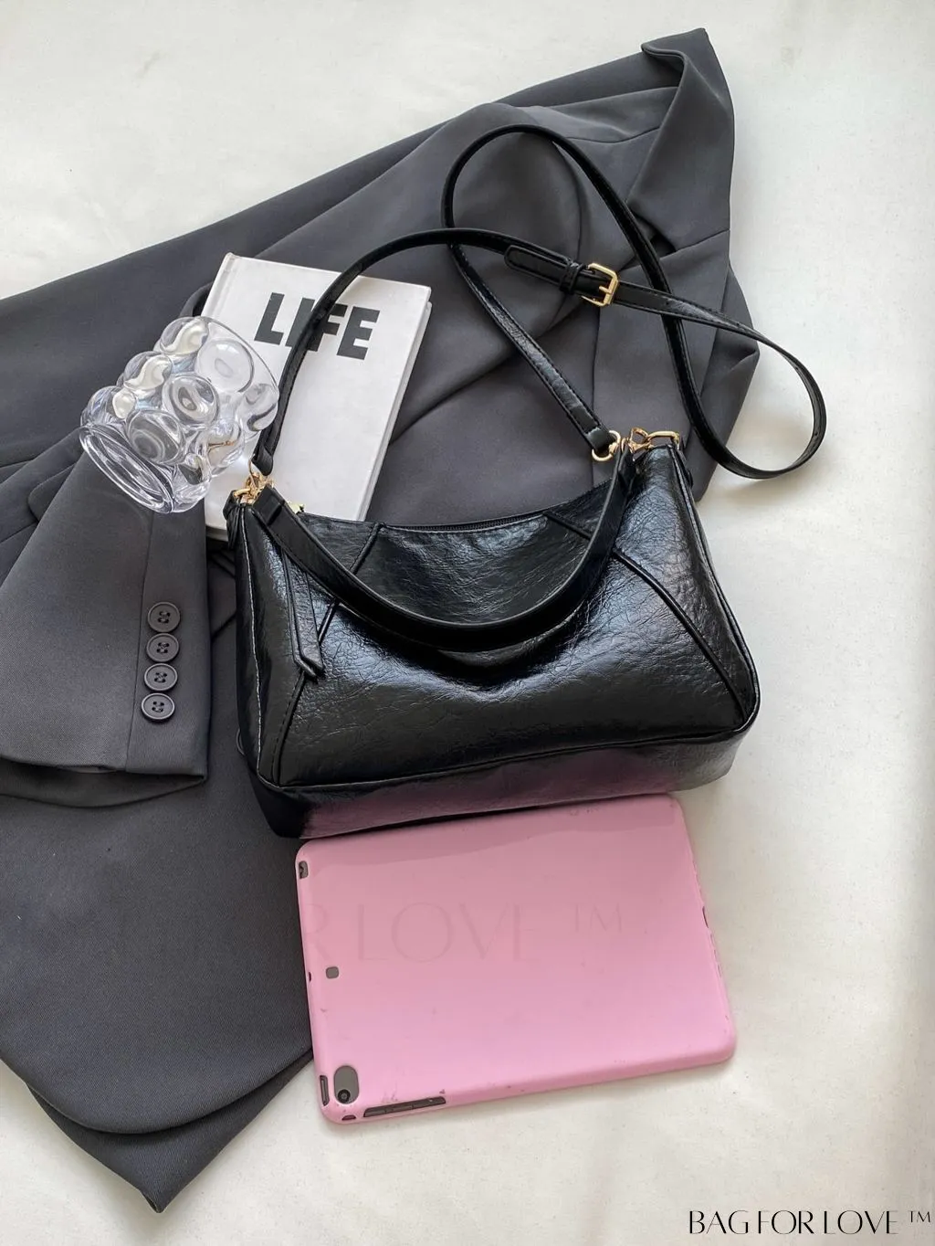 BagForLove - Classic PU Shoulder Bag - Sleek, Solid Color Underarm Purse