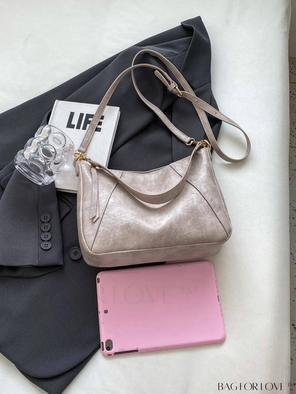 BagForLove - Classic PU Shoulder Bag - Sleek, Solid Color Underarm Purse