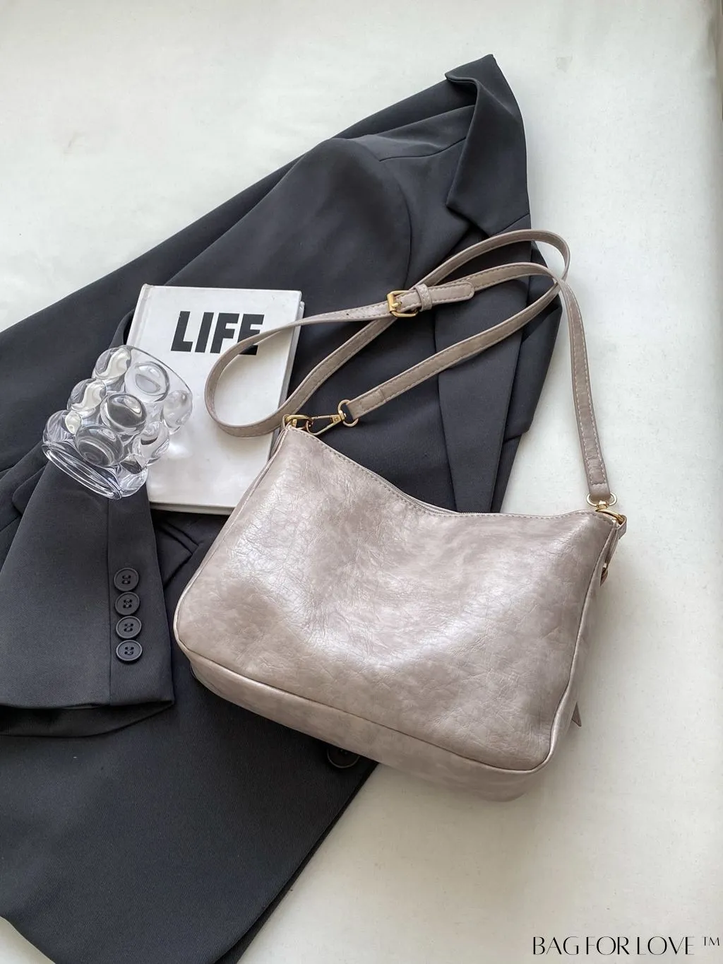 BagForLove - Classic PU Shoulder Bag - Sleek, Solid Color Underarm Purse