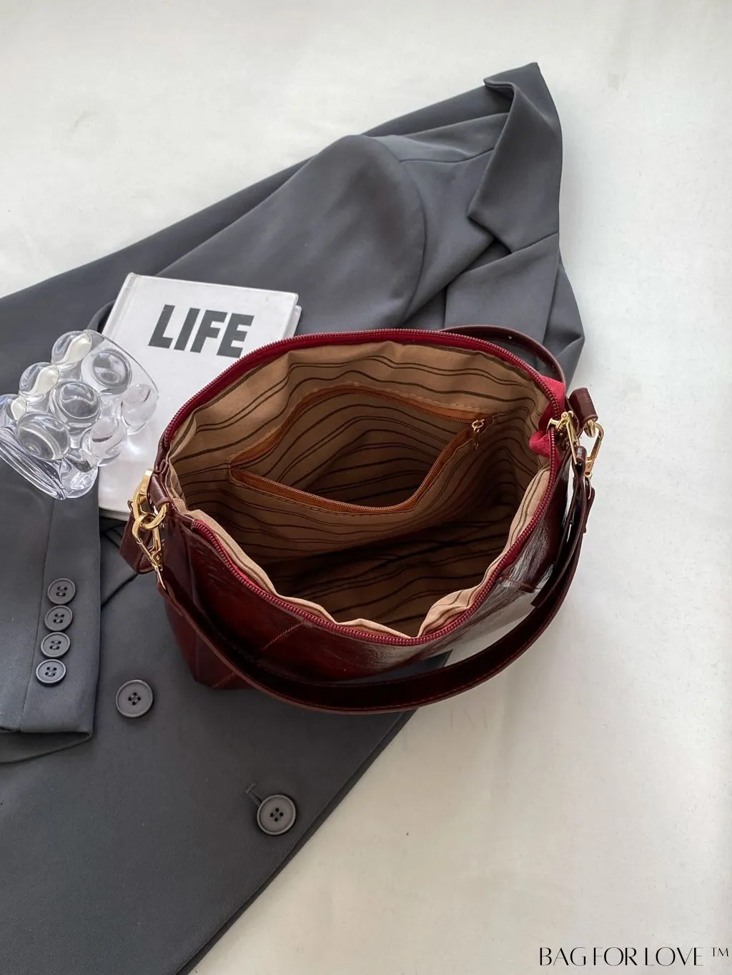 BagForLove - Classic PU Shoulder Bag - Sleek, Solid Color Underarm Purse