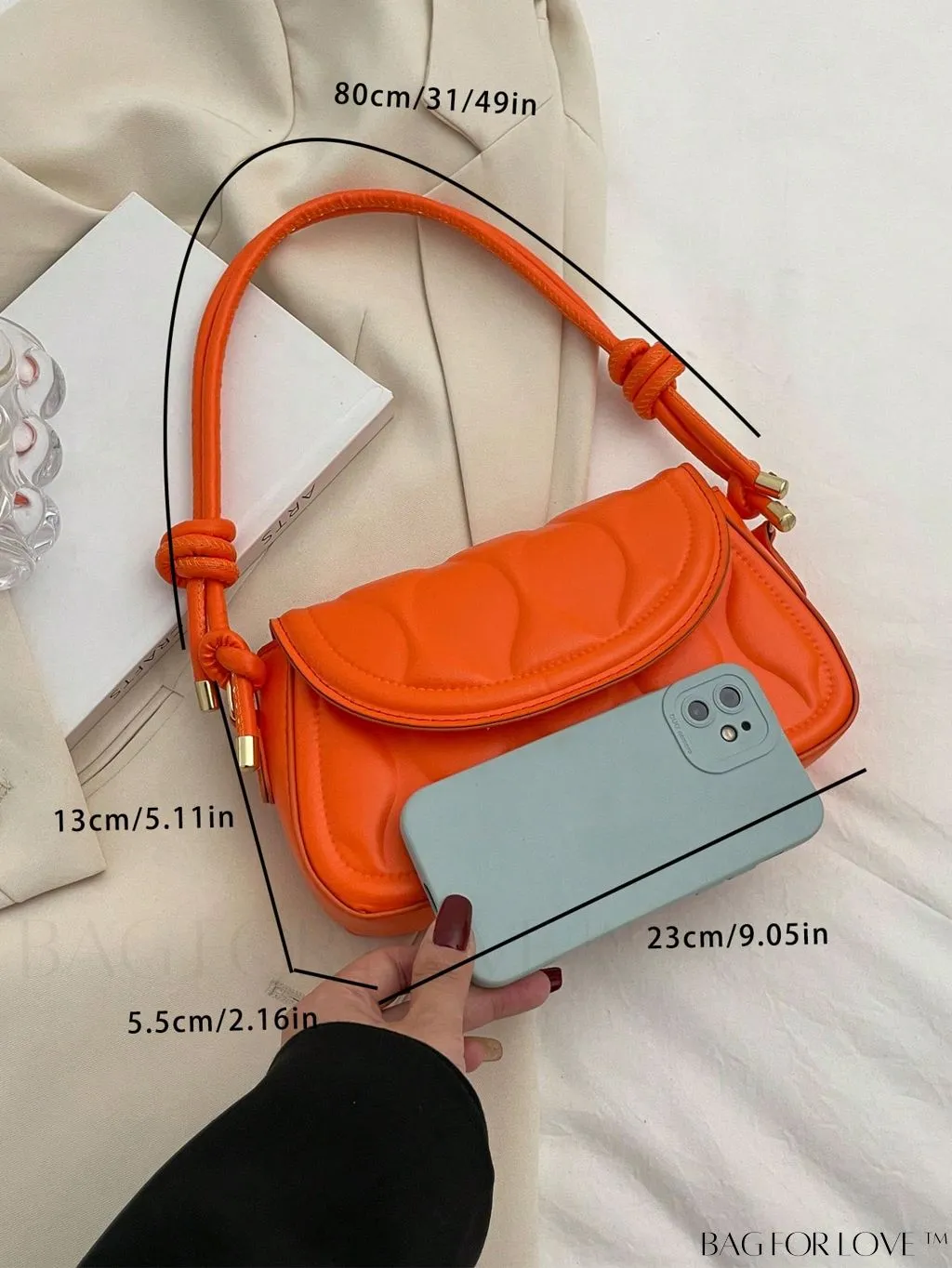 BagForLove - Compact Embossed Flap Shoulder Bag with Sleek Solid Color - Stylish and Versatile