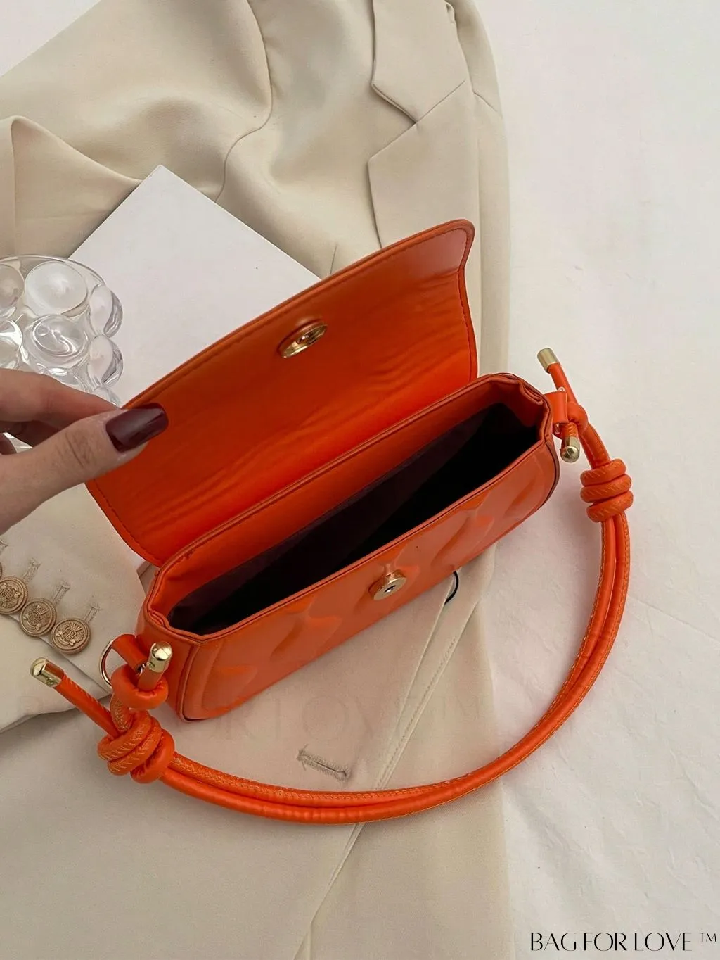 BagForLove - Compact Embossed Flap Shoulder Bag with Sleek Solid Color - Stylish and Versatile