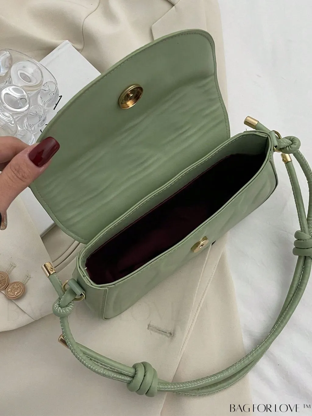 BagForLove - Compact Embossed Flap Shoulder Bag with Sleek Solid Color - Stylish and Versatile