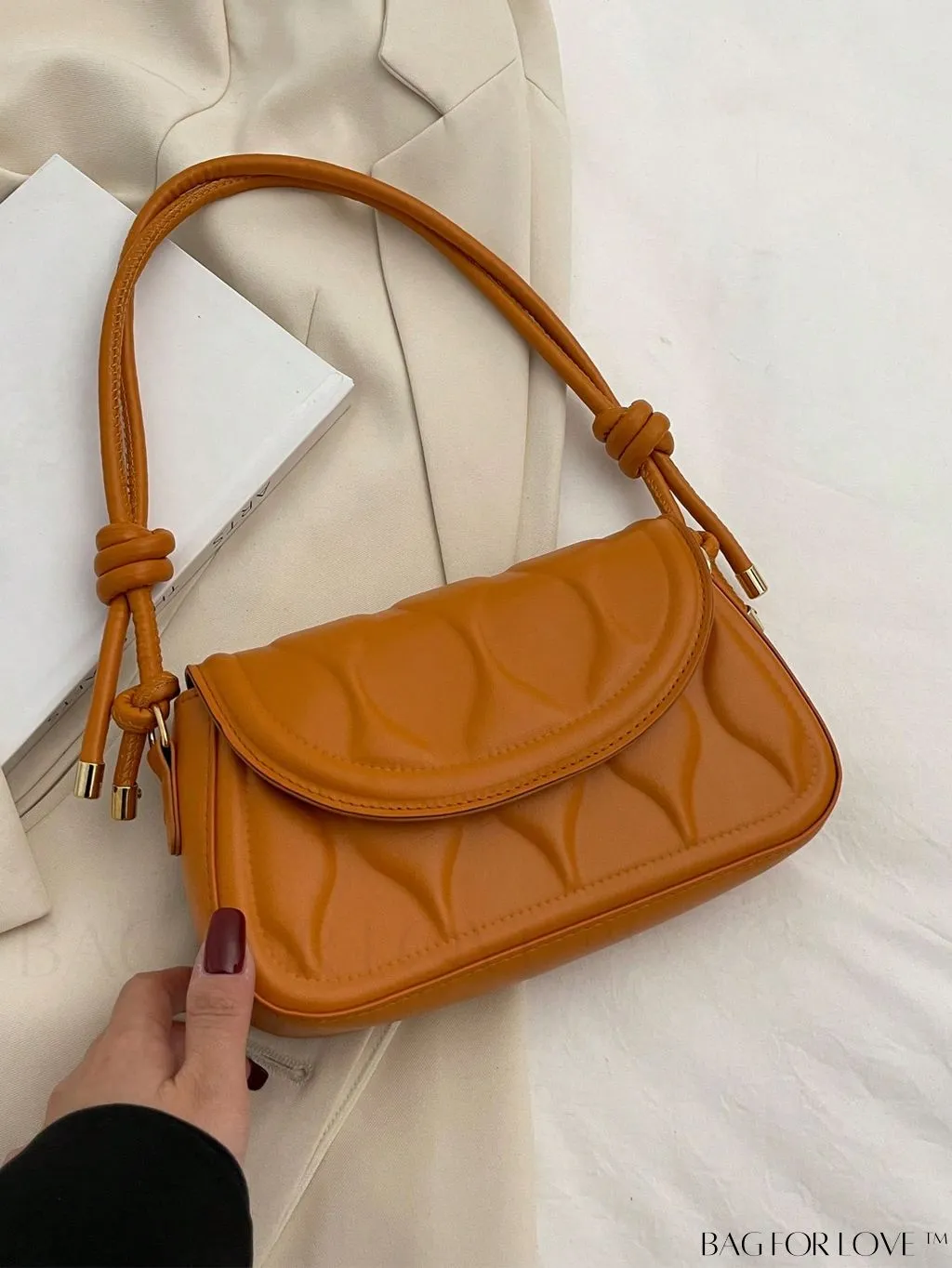 BagForLove - Compact Embossed Flap Shoulder Bag with Sleek Solid Color - Stylish and Versatile