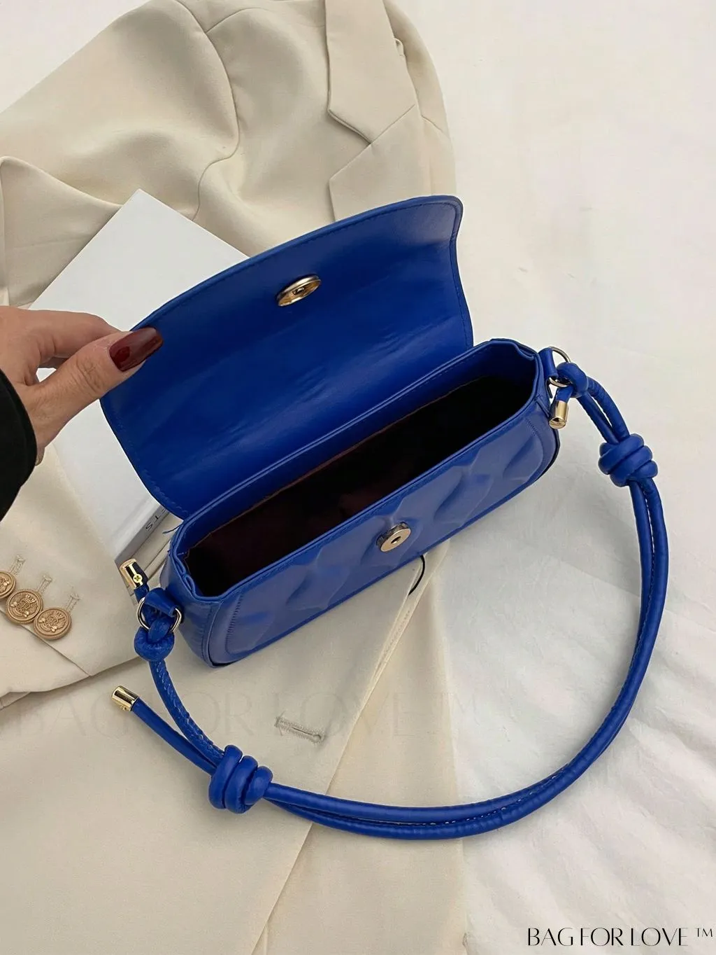 BagForLove - Compact Embossed Flap Shoulder Bag with Sleek Solid Color - Stylish and Versatile