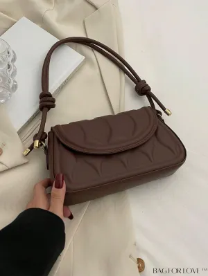 BagForLove - Compact Embossed Flap Shoulder Bag with Sleek Solid Color - Stylish and Versatile