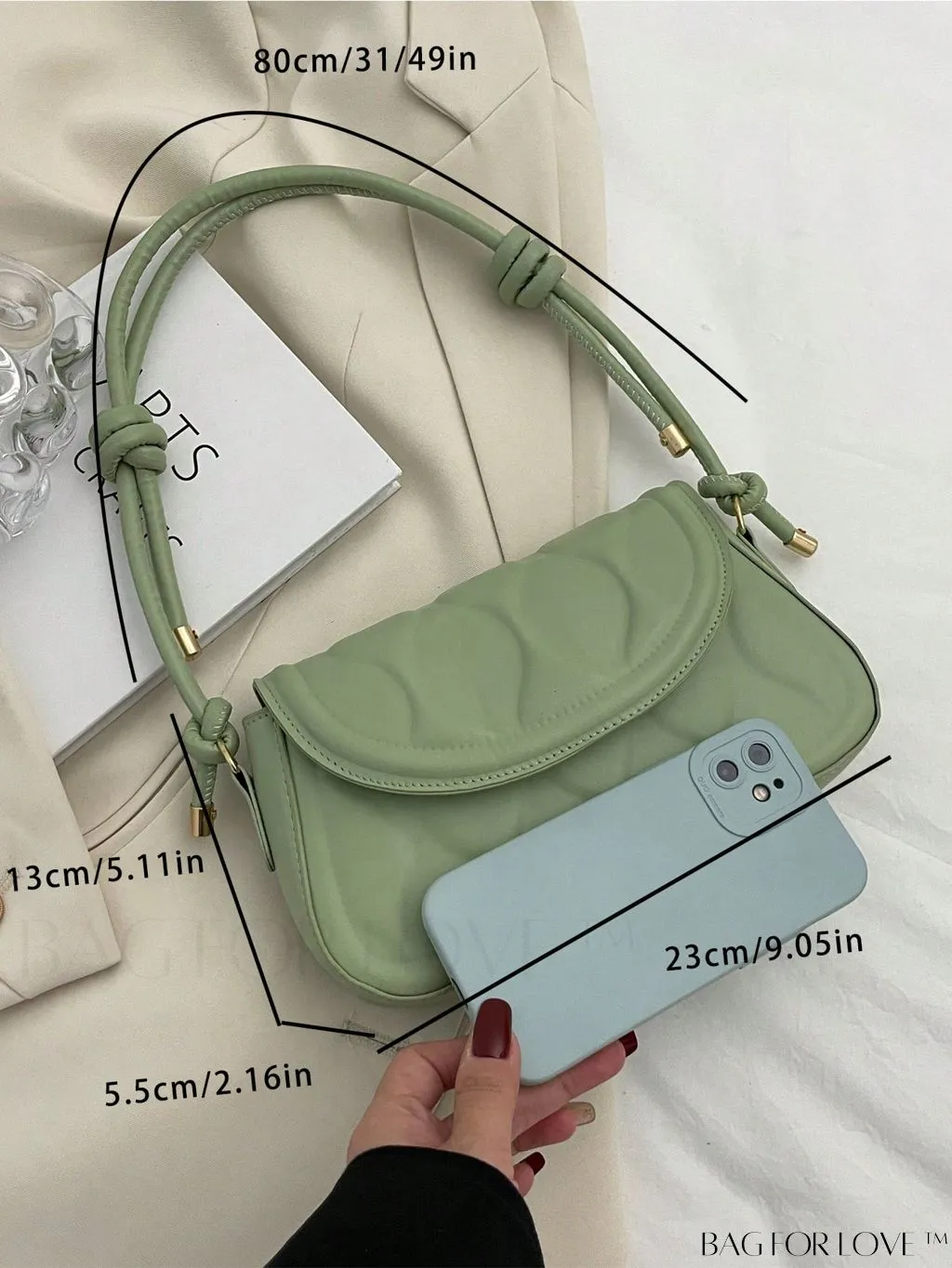 BagForLove - Compact Embossed Flap Shoulder Bag with Sleek Solid Color - Stylish and Versatile