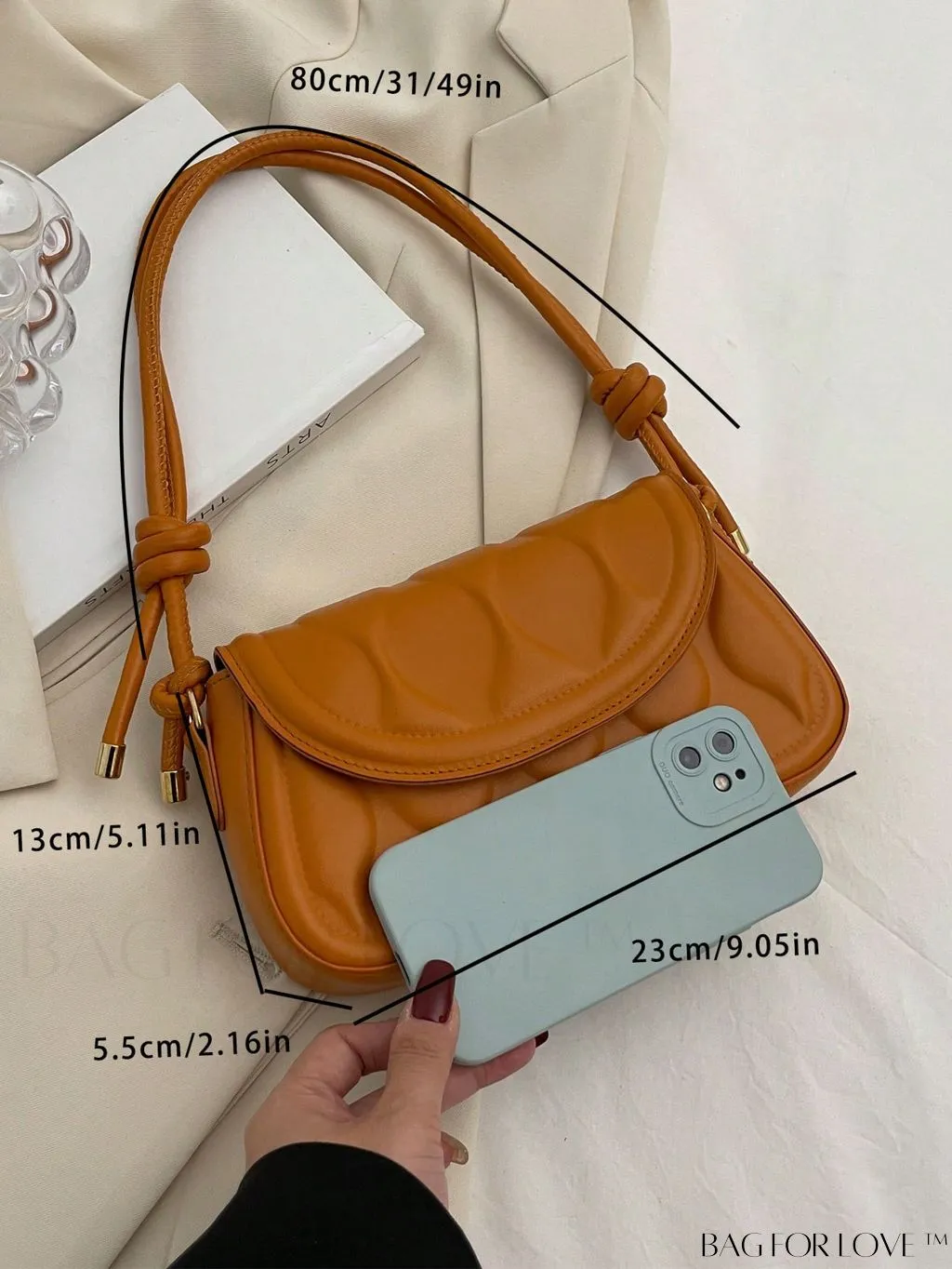 BagForLove - Compact Embossed Flap Shoulder Bag with Sleek Solid Color - Stylish and Versatile