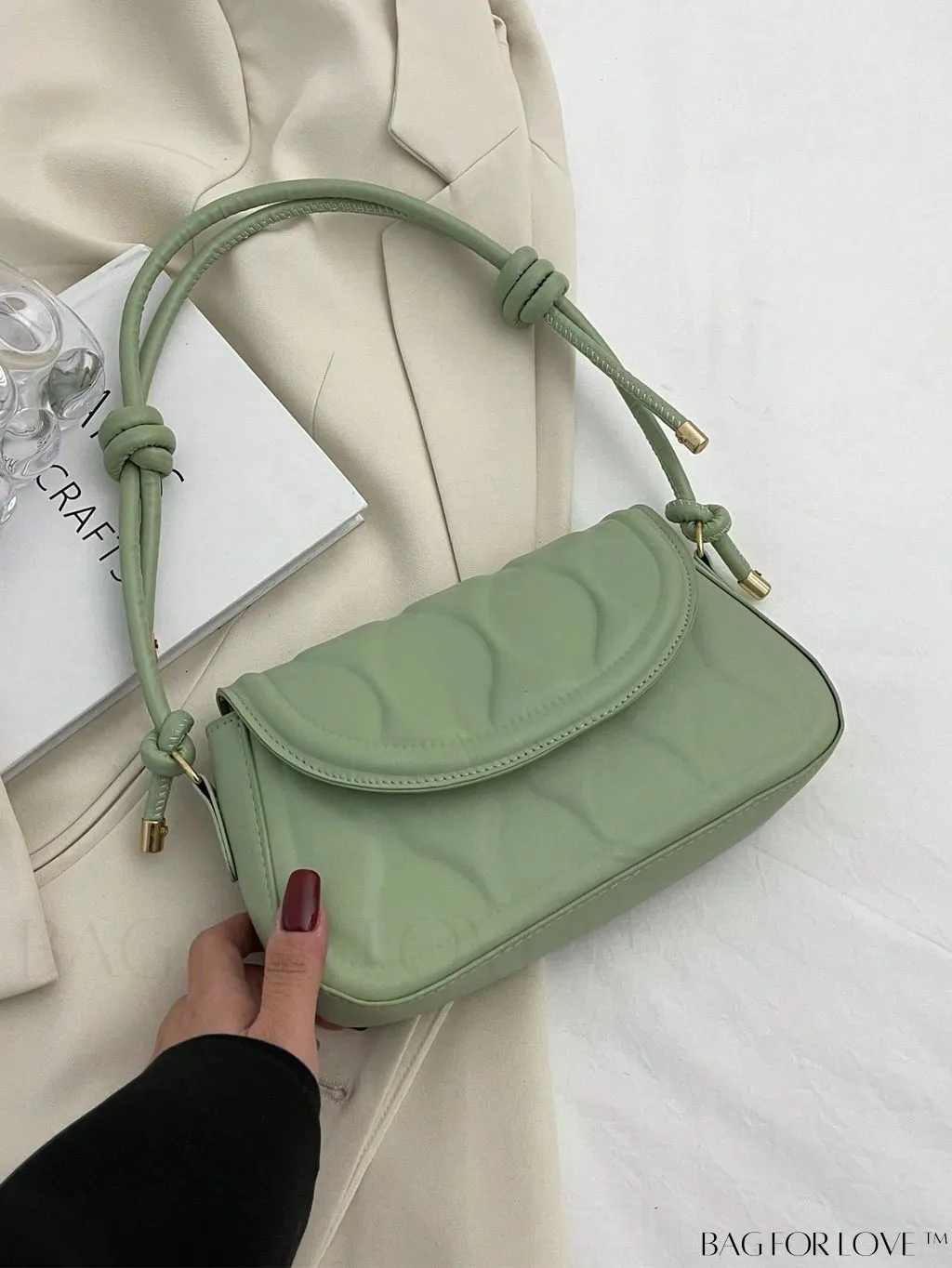 BagForLove - Compact Embossed Flap Shoulder Bag with Sleek Solid Color - Stylish and Versatile