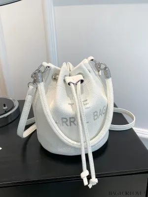 BagForLove - Compact Graphic Drawstring Bucket Bag: Sleek, Minimalist Design