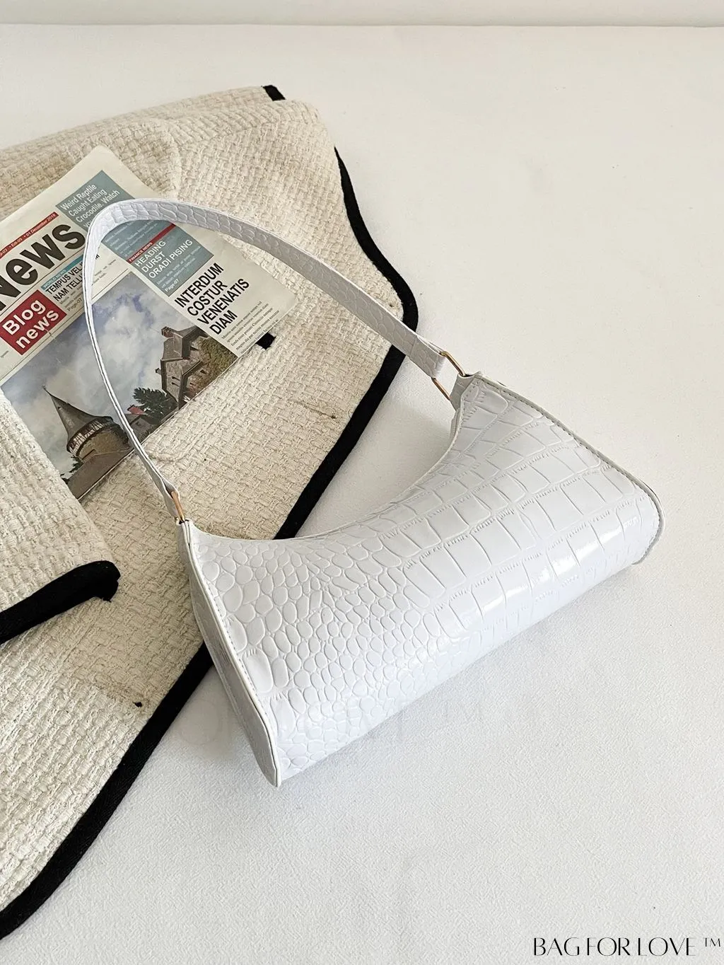 BagForLove - Croc Embossed Baguette Bag: Sleek and Minimalistic Design