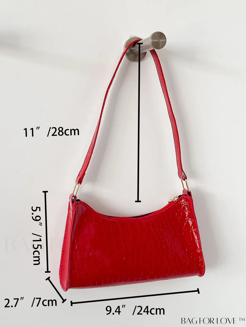 BagForLove - Croc Embossed Baguette Bag: Sleek and Minimalistic Design