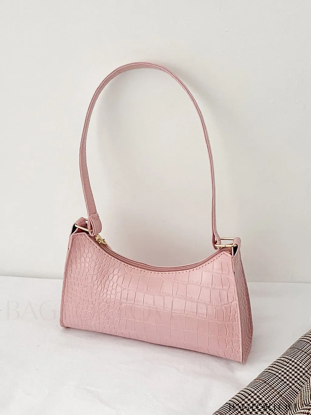 BagForLove - Croc Embossed Baguette Bag: Sleek and Minimalistic Design